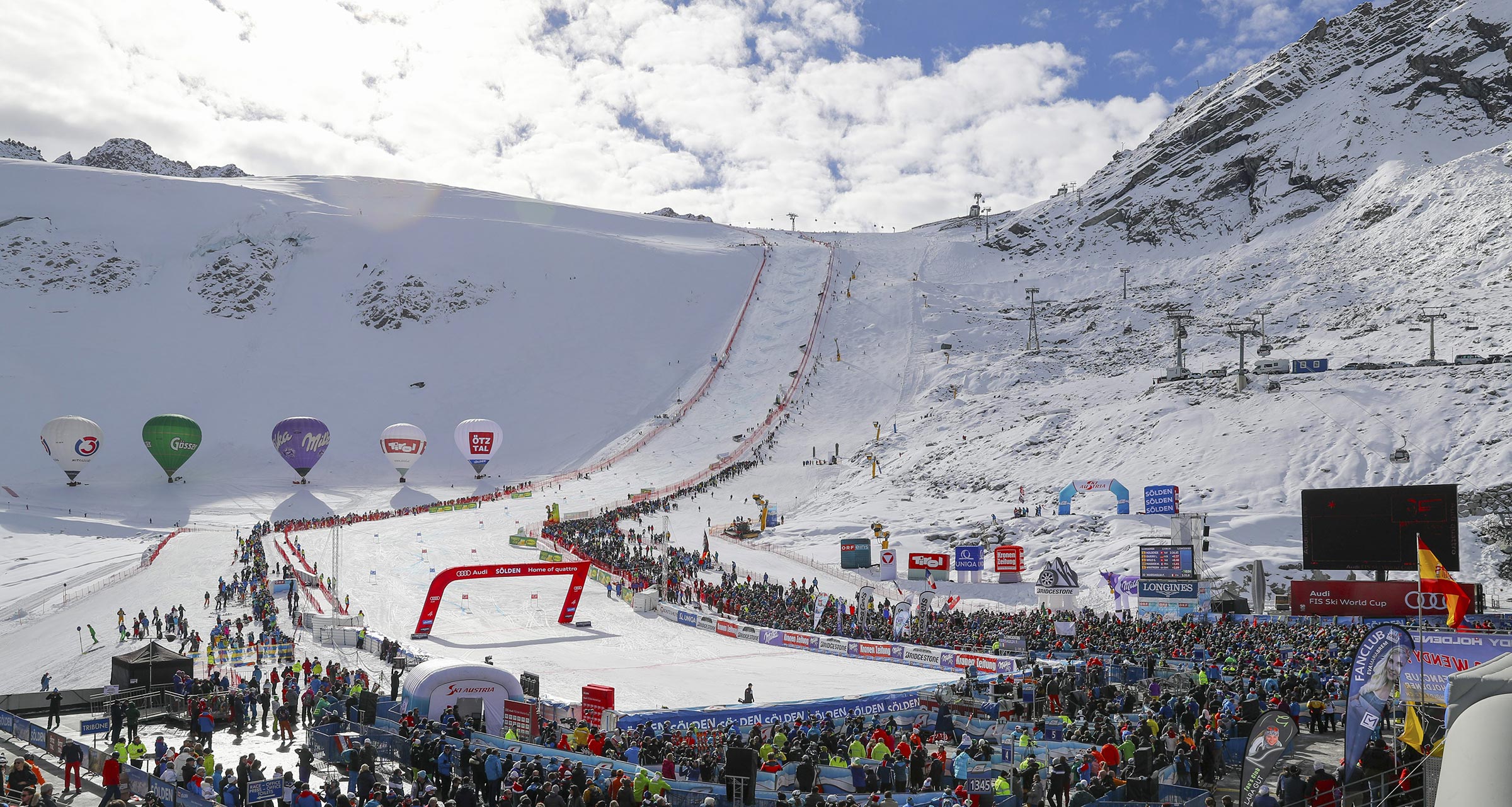 Blick auf Gletscherstadion und Weltcuphang - Skiweltcup Sölden